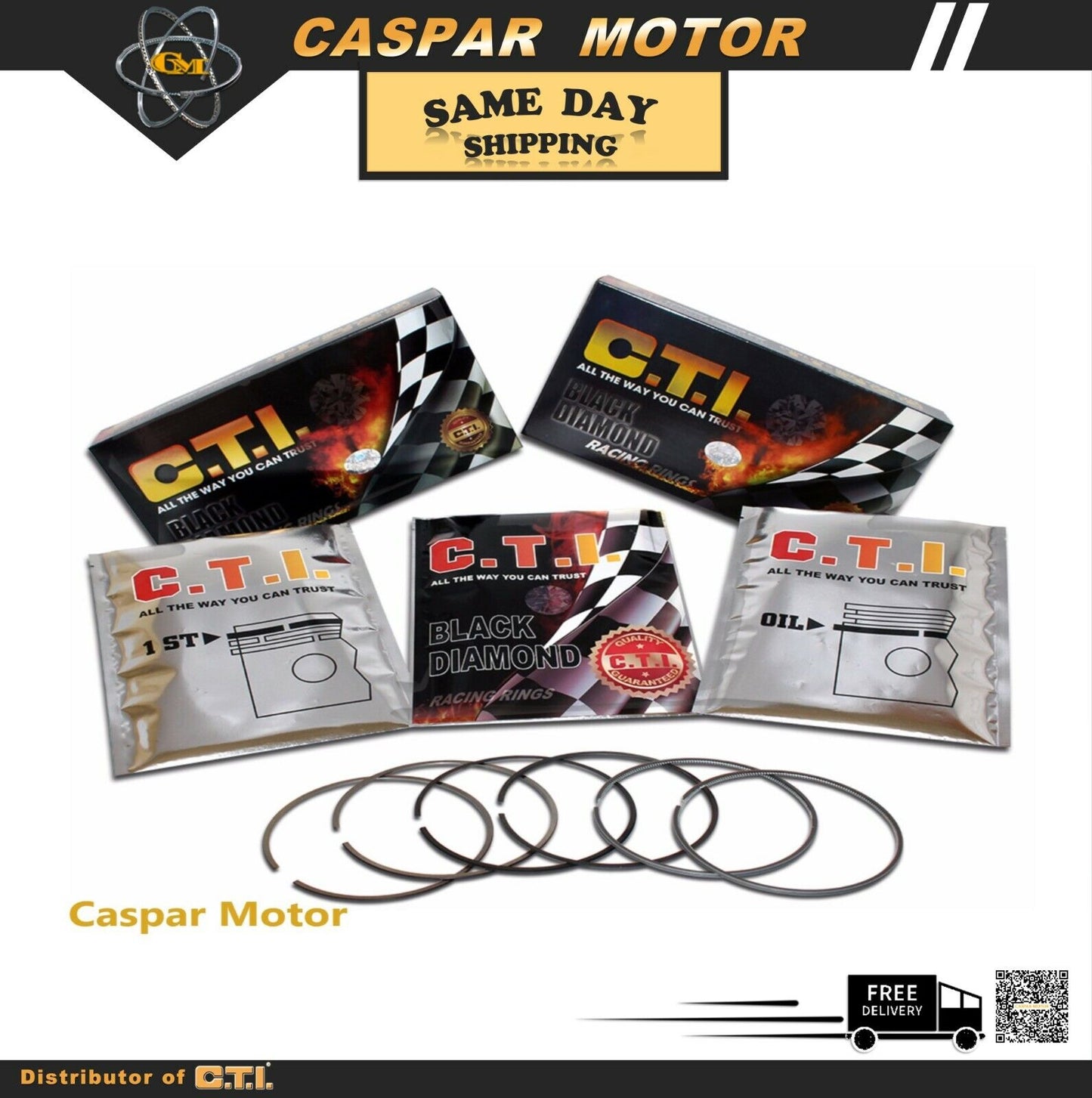 C.T.I. BLACK DIAMOND 05-765-02 PISTON RING SET FOR 06-11 KIA HYUNDAI 1.6L DOHC